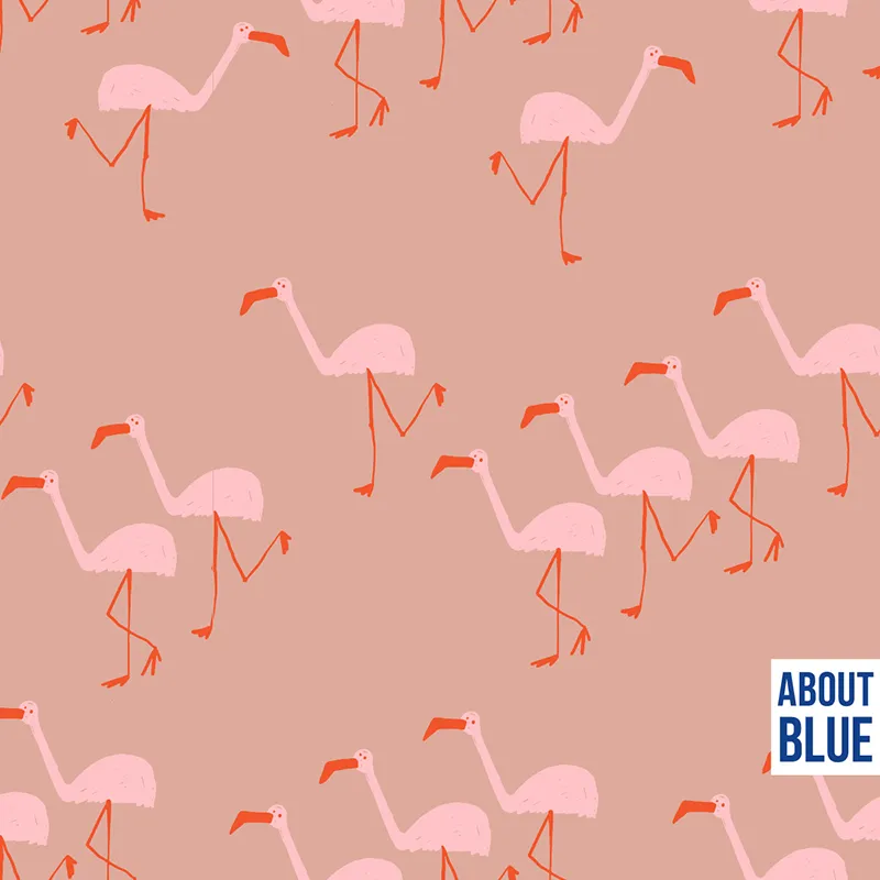 Flamingo's op roze french terry van About Blue